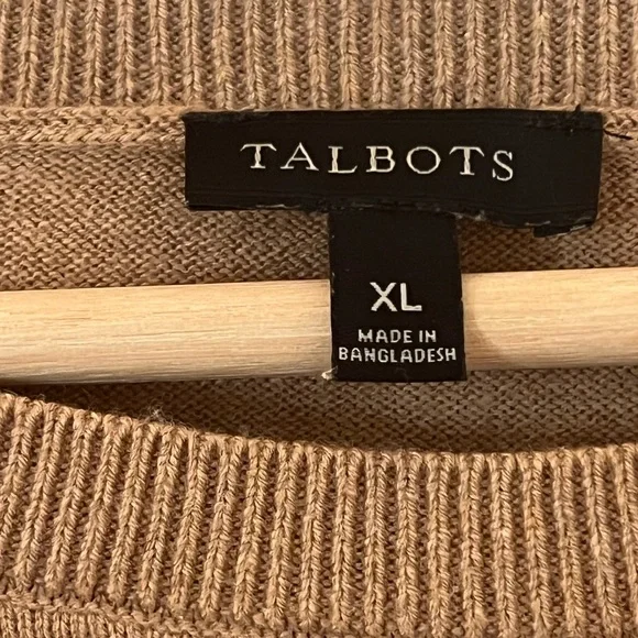 Talbots XL Camel Sweater with Red Script - Picture 3 of 8